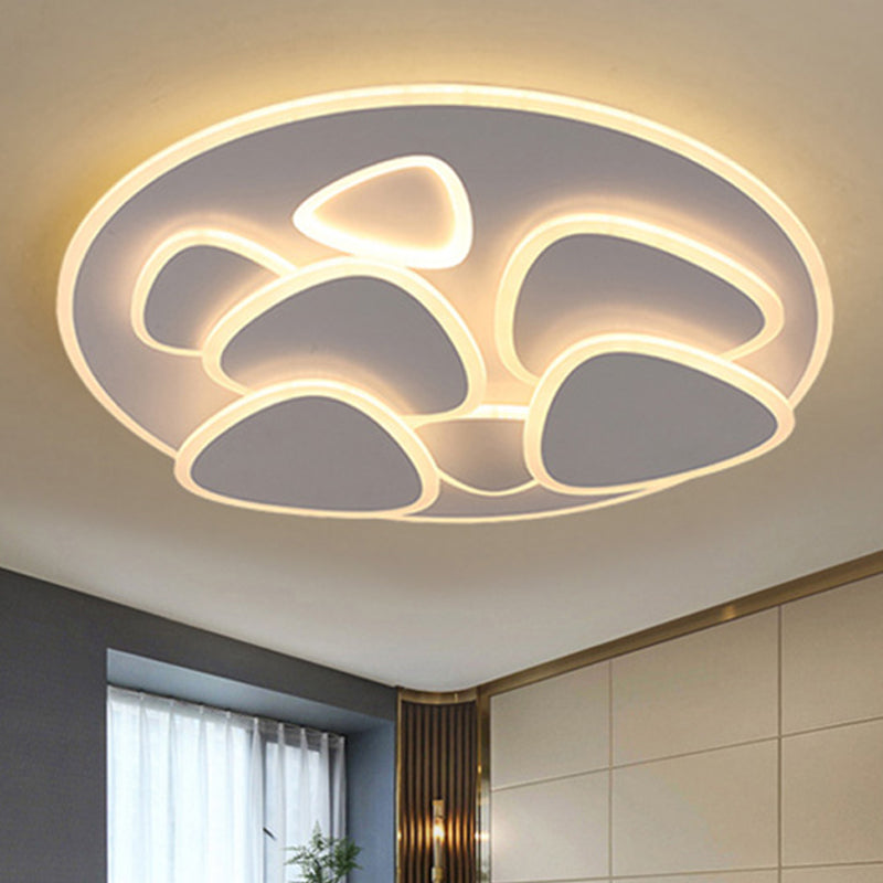 Tiered Flush Ceiling Light Modern Metal and Acrylic LED White Ceiling Flush in White/Warm Light, 19.5"/31" Wide Clearhalo 'Ceiling Lights' 'Close To Ceiling Lights' 'Close to ceiling' 'Flush mount' Lighting' 241854