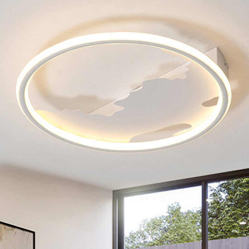 Round Ceiling Light Art Deco Metal LED Living Room Flush Mount Lighting in White/Warm Light, 16.5"/20.5"/23.5" Wide Clearhalo 'Ceiling Lights' 'Close To Ceiling Lights' 'Close to ceiling' 'Flush mount' Lighting' 241856