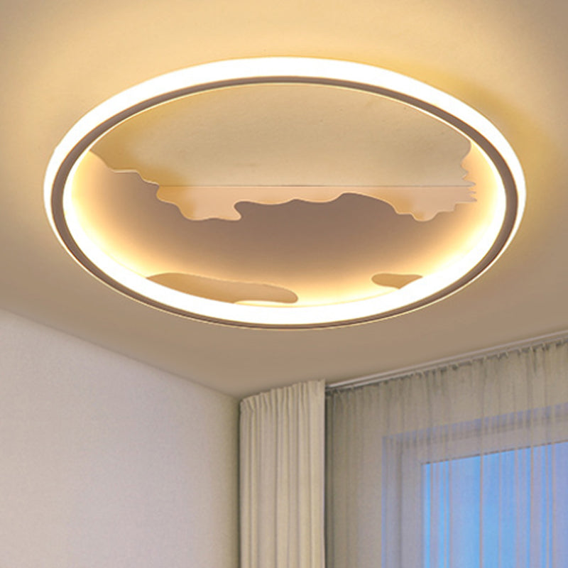 Round Ceiling Light Art Deco Metal LED Living Room Flush Mount Lighting in White/Warm Light, 16.5"/20.5"/23.5" Wide Clearhalo 'Ceiling Lights' 'Close To Ceiling Lights' 'Close to ceiling' 'Flush mount' Lighting' 241858