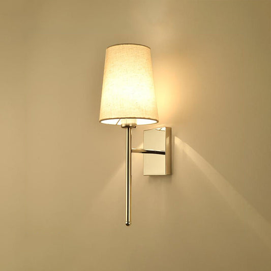 Tapered Wall Sconce Lighting Modernism Fabric LED Wall Mount Light in Chrome for Bedside Clearhalo 'Modern wall lights' 'Modern' 'Wall Lamps & Sconces' 'Wall Lights' Lighting' 241867