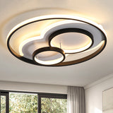 Black/White 3 Ring Close to Ceiling Lamp Modern LED Metal Flush Mount Light in White/Warm Light, 16"/19.5"/23.5" Wide Clearhalo 'Ceiling Lights' 'Close To Ceiling Lights' 'Close to ceiling' 'Flush mount' Lighting' 241873