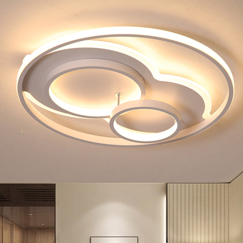 Black/White 3 Ring Close to Ceiling Lamp Modern LED Metal Flush Mount Light in White/Warm Light, 16"/19.5"/23.5" Wide Clearhalo 'Ceiling Lights' 'Close To Ceiling Lights' 'Close to ceiling' 'Flush mount' Lighting' 241877