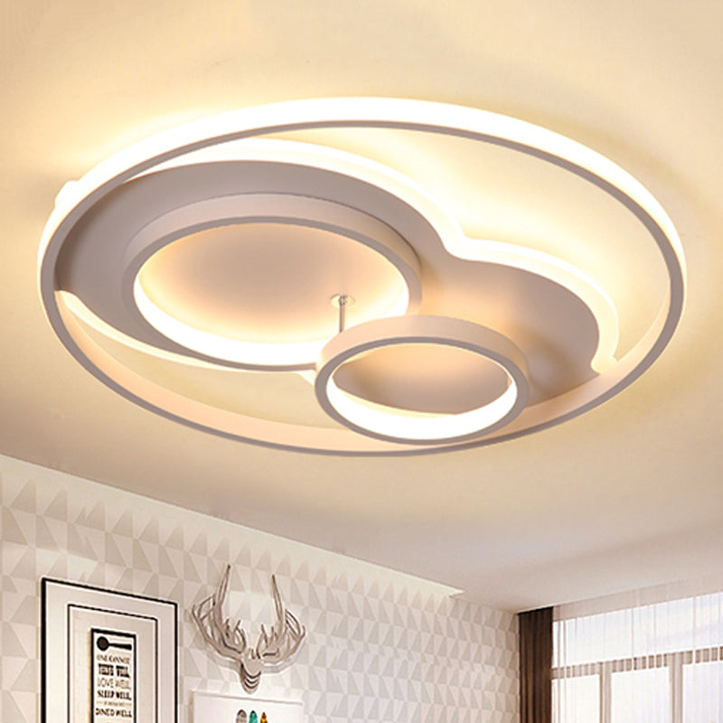 Black/White 3 Ring Close to Ceiling Lamp Modern LED Metal Flush Mount Light in White/Warm Light, 16"/19.5"/23.5" Wide Clearhalo 'Ceiling Lights' 'Close To Ceiling Lights' 'Close to ceiling' 'Flush mount' Lighting' 241878