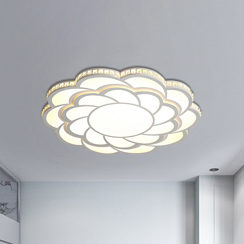 31.5"/39" Wide Blossom Large Flush Mount Fixture Modern LED Crystal Accent Flush Mount Lamp in Warm/White Light White Clearhalo 'Ceiling Lights' 'Close To Ceiling Lights' 'Close to ceiling' 'Flush mount' Lighting' 241881