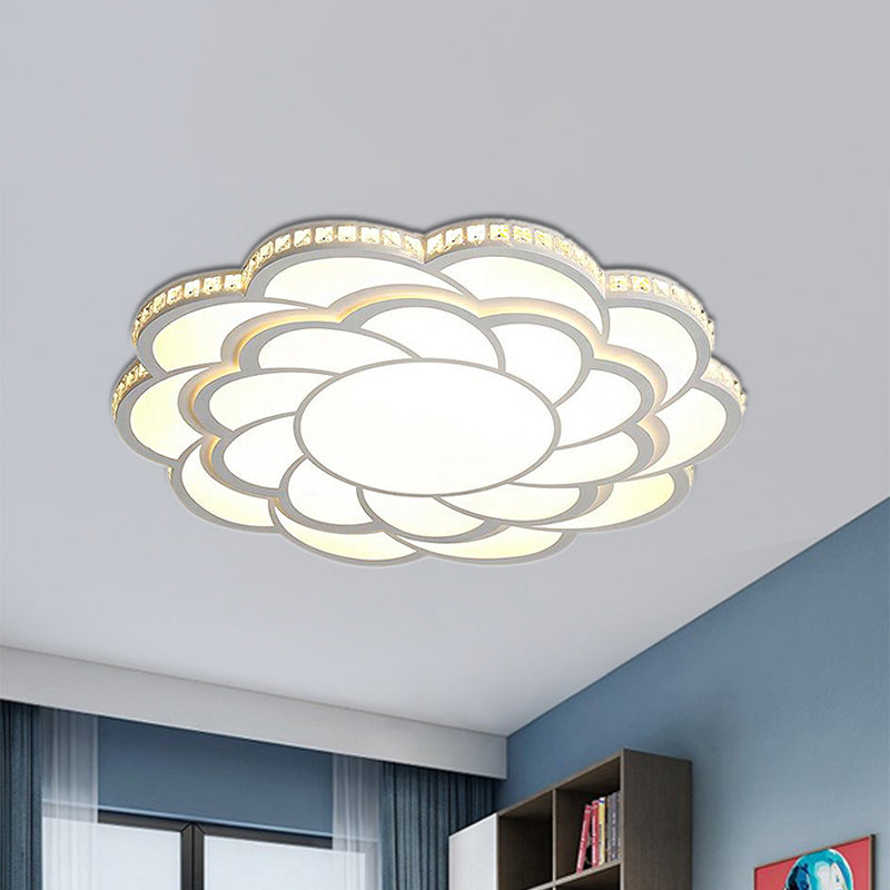 31.5"/39" Wide Blossom Large Flush Mount Fixture Modern LED Crystal Accent Flush Mount Lamp in Warm/White Light Clearhalo 'Ceiling Lights' 'Close To Ceiling Lights' 'Close to ceiling' 'Flush mount' Lighting' 241882