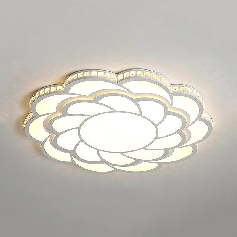 31.5"/39" Wide Blossom Large Flush Mount Fixture Modern LED Crystal Accent Flush Mount Lamp in Warm/White Light Clearhalo 'Ceiling Lights' 'Close To Ceiling Lights' 'Close to ceiling' 'Flush mount' Lighting' 241884