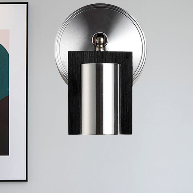 1 Light Bedroom Wall Sconce with Cylinder Metal Shade Black Wall Mount Light in Warm/White Lighting Black Clearhalo 'Cast Iron' 'Glass' 'Industrial' 'Modern wall lights' 'Modern' 'Tiffany' 'Traditional wall lights' 'Wall Lamps & Sconces' 'Wall Lights' Lighting' 241885
