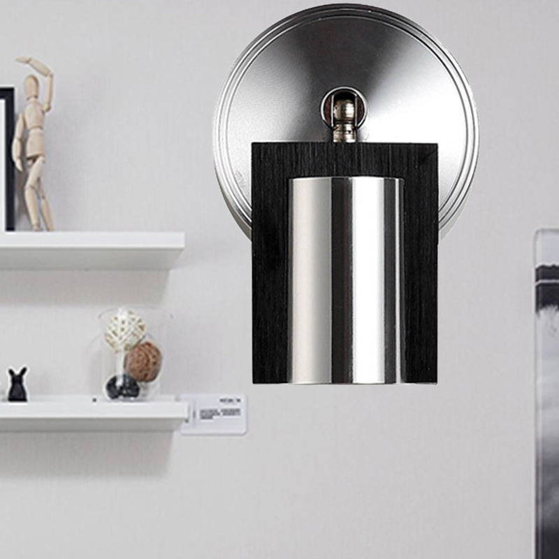 1 Light Bedroom Wall Sconce with Cylinder Metal Shade Black Wall Mount Light in Warm/White Lighting Clearhalo 'Cast Iron' 'Glass' 'Industrial' 'Modern wall lights' 'Modern' 'Tiffany' 'Traditional wall lights' 'Wall Lamps & Sconces' 'Wall Lights' Lighting' 241886