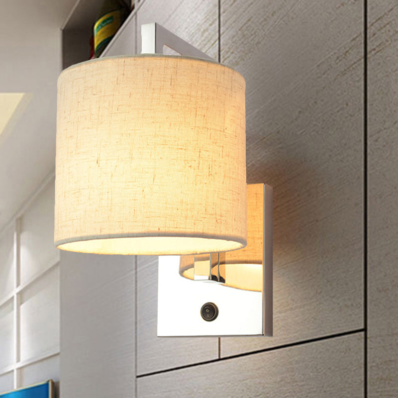 Drum Wall Light Sconce Modernism Fabric LED Sconce Light in Chrome for Living Room Clearhalo 'Modern wall lights' 'Modern' 'Wall Lamps & Sconces' 'Wall Lights' Lighting' 241893