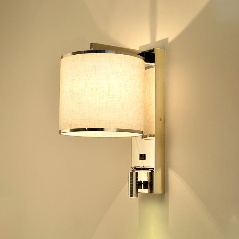 Drum Wall Light Sconce Modernism Fabric LED Sconce Light in Chrome for Living Room Chrome D Clearhalo 'Modern wall lights' 'Modern' 'Wall Lamps & Sconces' 'Wall Lights' Lighting' 241894