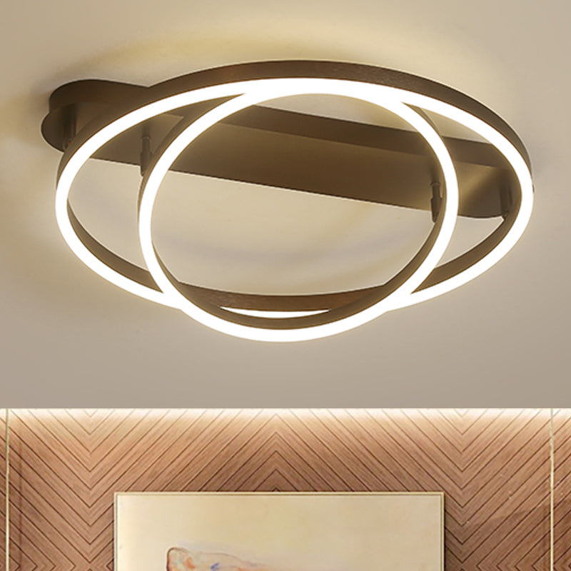 Multi Circle Metal Flush Mount Lamp Contemporary 1/2/3 Heads Ceiling Mount Light in White/Warm Light 2 Yellow Clearhalo 'Ceiling Lights' 'Close To Ceiling Lights' 'Close to ceiling' 'Flush mount' Lighting' 241896