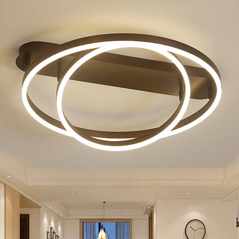 Multi Circle Metal Flush Mount Lamp Contemporary 1/2/3 Heads Ceiling Mount Light in White/Warm Light Clearhalo 'Ceiling Lights' 'Close To Ceiling Lights' 'Close to ceiling' 'Flush mount' Lighting' 241897