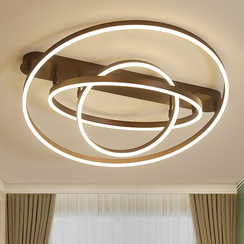 Multi Circle Metal Flush Mount Lamp Contemporary 1/2/3 Heads Ceiling Mount Light in White/Warm Light 3 Yellow Clearhalo 'Ceiling Lights' 'Close To Ceiling Lights' 'Close to ceiling' 'Flush mount' Lighting' 241898