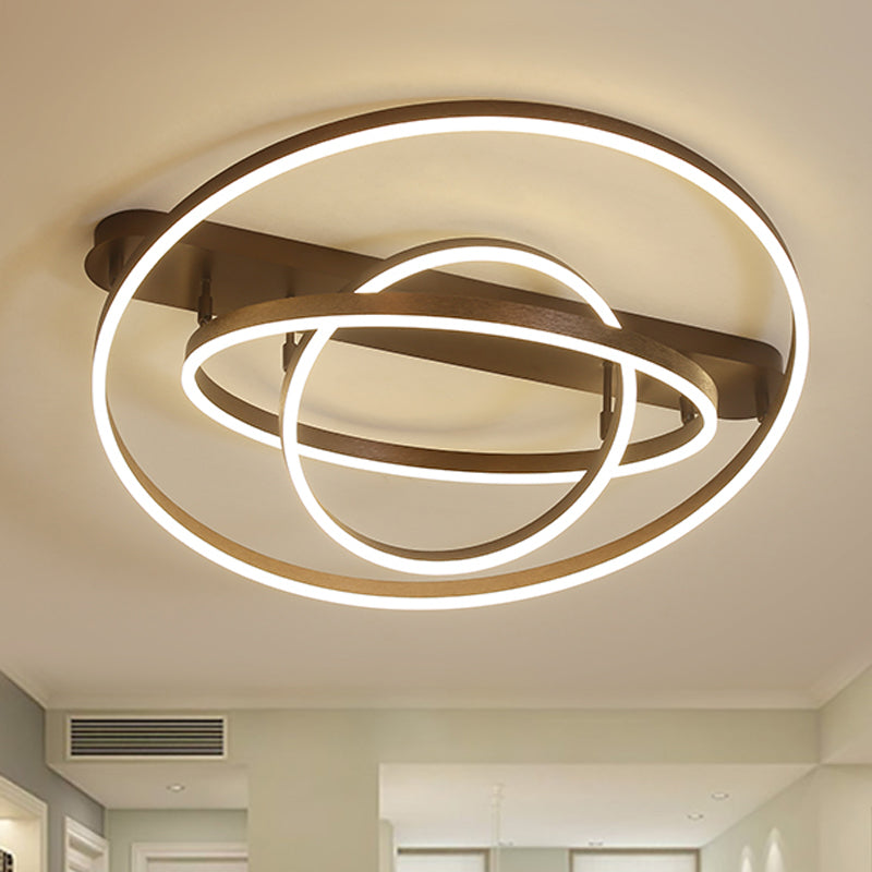 Multi Circle Metal Flush Mount Lamp Contemporary 1/2/3 Heads Ceiling Mount Light in White/Warm Light Clearhalo 'Ceiling Lights' 'Close To Ceiling Lights' 'Close to ceiling' 'Flush mount' Lighting' 241899