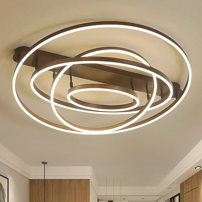 Multi Circle Metal Flush Mount Lamp Contemporary 1/2/3 Heads Ceiling Mount Light in White/Warm Light 4 Yellow Clearhalo 'Ceiling Lights' 'Close To Ceiling Lights' 'Close to ceiling' 'Flush mount' Lighting' 241900