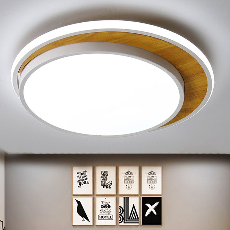 Black/White Circle Flush Mount Ceiling Light Modern LED Metal Ceiling Light Fixture in White/Warm Light, 16.5"/20.5" Wide White Clearhalo 'Ceiling Lights' 'Close To Ceiling Lights' 'Close to ceiling' 'Flush mount' Lighting' 241919