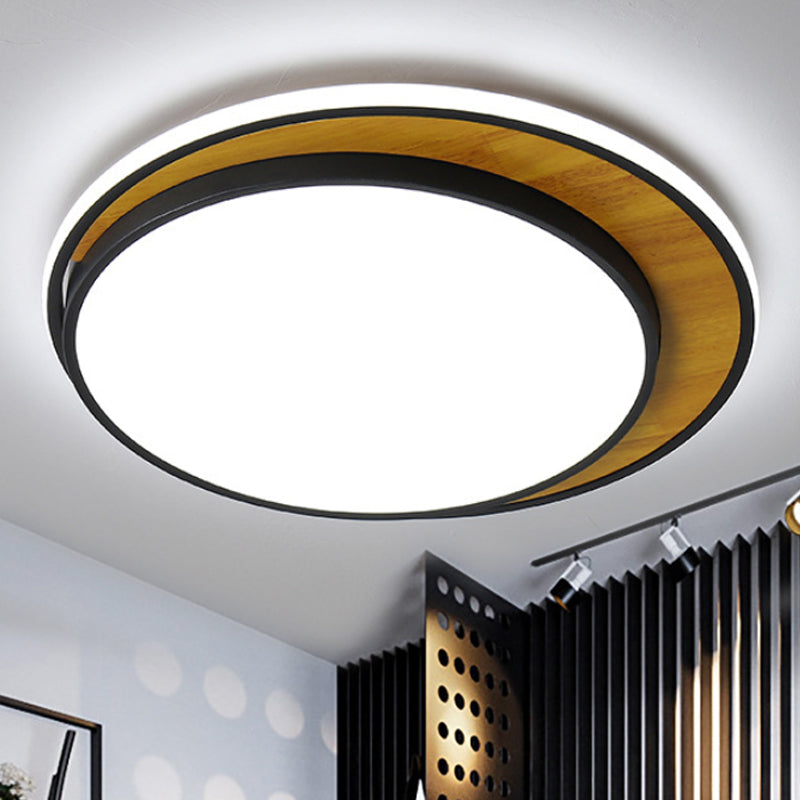 Black/White Circle Flush Mount Ceiling Light Modern LED Metal Ceiling Light Fixture in White/Warm Light, 16.5"/20.5" Wide Clearhalo 'Ceiling Lights' 'Close To Ceiling Lights' 'Close to ceiling' 'Flush mount' Lighting' 241923