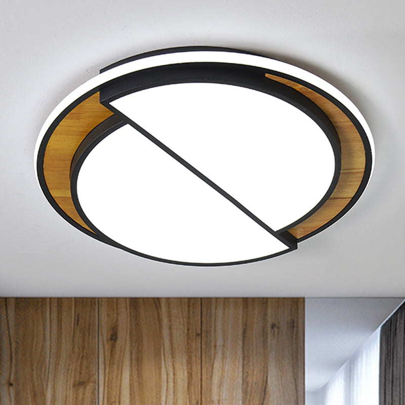 Semicircle Flush Lighting Modern Metal LED Black/White Ceiling Mounted Fixture in White/Warm Light, 16.5"/20.5" Wide Clearhalo 'Ceiling Lights' 'Close To Ceiling Lights' 'Close to ceiling' 'Flush mount' Lighting' 241930