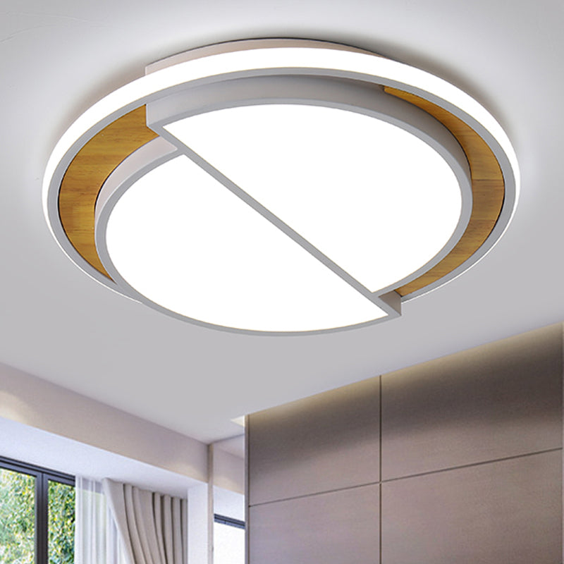 Semicircle Flush Lighting Modern Metal LED Black/White Ceiling Mounted Fixture in White/Warm Light, 16.5"/20.5" Wide White Clearhalo 'Ceiling Lights' 'Close To Ceiling Lights' 'Close to ceiling' 'Flush mount' Lighting' 241931