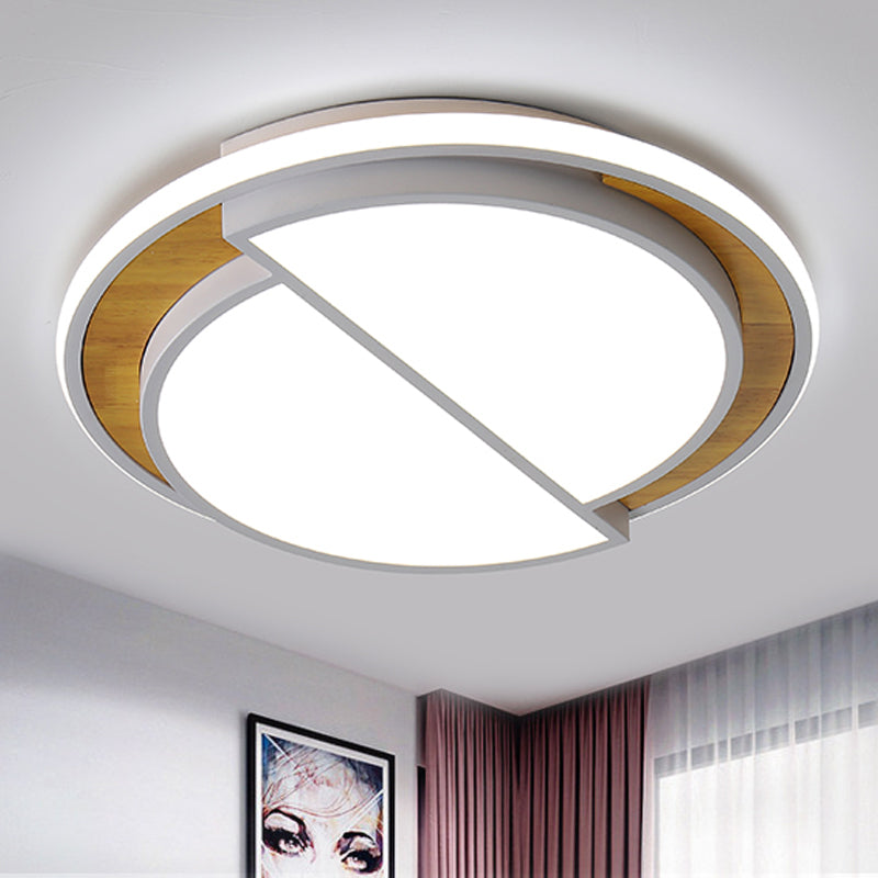 Semicircle Flush Lighting Modern Metal LED Black/White Ceiling Mounted Fixture in White/Warm Light, 16.5"/20.5" Wide Clearhalo 'Ceiling Lights' 'Close To Ceiling Lights' 'Close to ceiling' 'Flush mount' Lighting' 241932