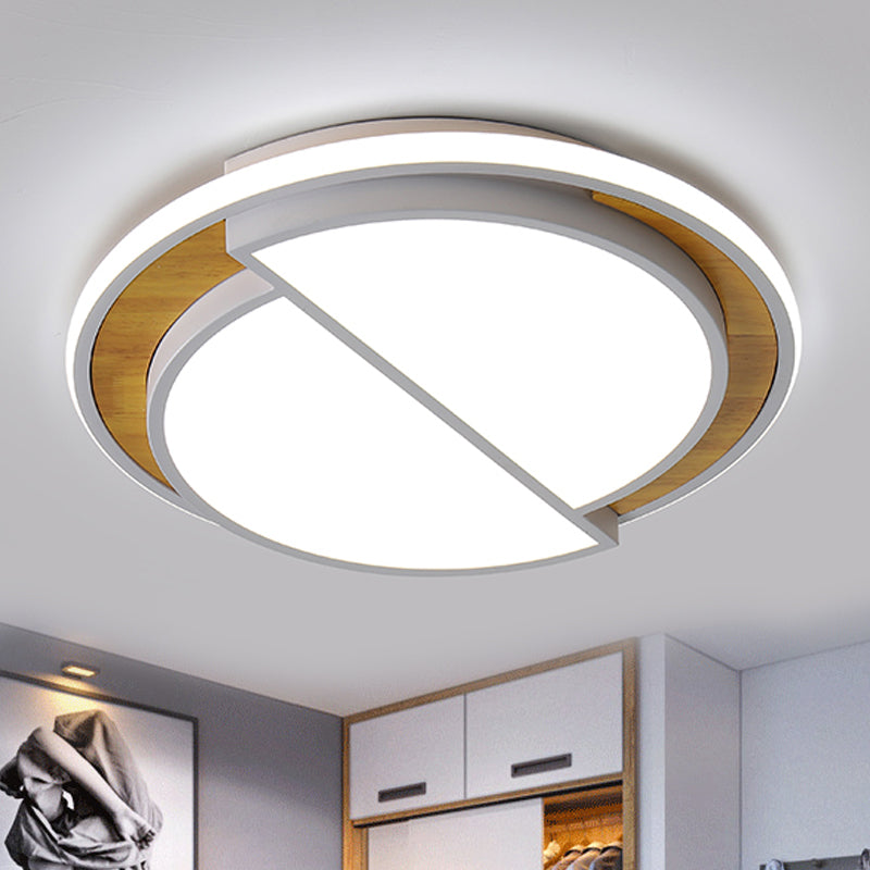 Semicircle Flush Lighting Modern Metal LED Black/White Ceiling Mounted Fixture in White/Warm Light, 16.5"/20.5" Wide Clearhalo 'Ceiling Lights' 'Close To Ceiling Lights' 'Close to ceiling' 'Flush mount' Lighting' 241933