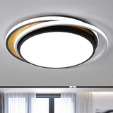 Round Flush Mount Lighting Modern Metal LED Black/White Ceiling Light Fixture in White/Warm Light, 19"/23" Wide Clearhalo 'Ceiling Lights' 'Close To Ceiling Lights' 'Close to ceiling' 'Flush mount' Lighting' 241939