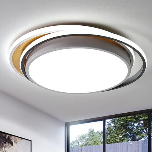 Round Flush Mount Lighting Modern Metal LED Black/White Ceiling Light Fixture in White/Warm Light, 19"/23" Wide Clearhalo 'Ceiling Lights' 'Close To Ceiling Lights' 'Close to ceiling' 'Flush mount' Lighting' 241941