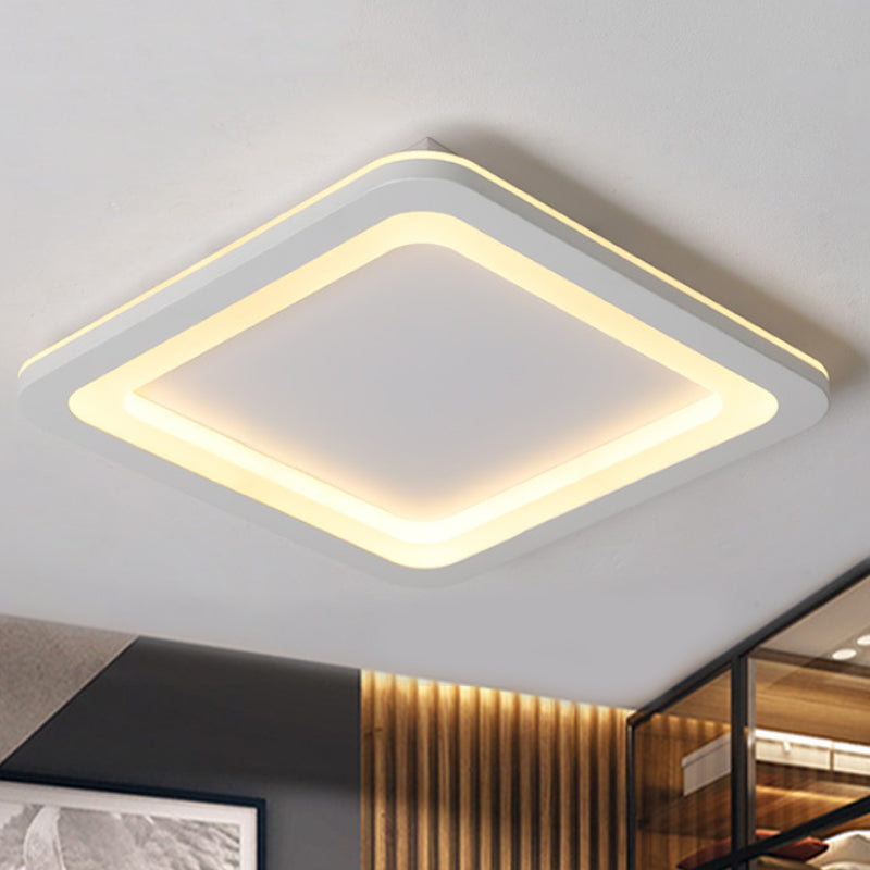 Square Flush Lighting Simple Metal LED White Ceiling Light Fixture in White/Warm Light, 10"/14.5"/19" Wide Clearhalo 'Ceiling Lights' 'Close To Ceiling Lights' 'Close to ceiling' 'Flush mount' Lighting' 241967