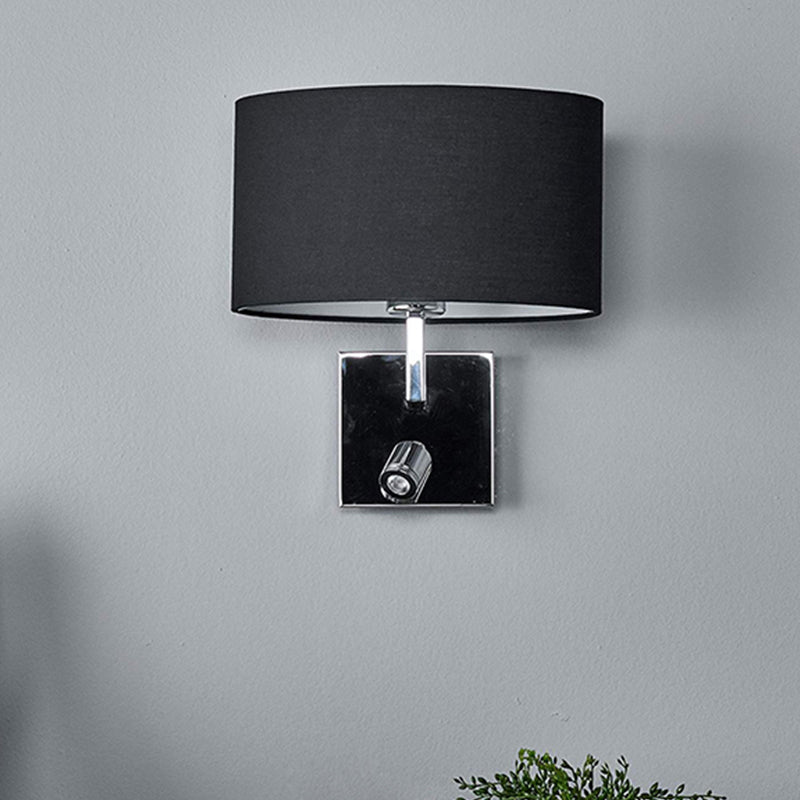 Contemporary Oval Wall Mount Light Fabric LED Wall Sconce Lighting in Black for Bedside Clearhalo 'Modern wall lights' 'Modern' 'Wall Lamps & Sconces' 'Wall Lights' Lighting' 241982