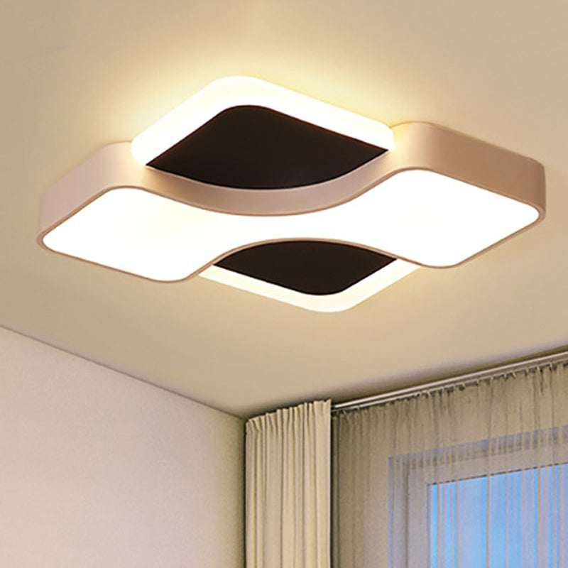 Geometric Flush Ceiling Light Fixture Modernism Metal LED White Ceiling Flush Mount Light in White/Warm Light, 16.5"/19.5"/23.5" Wide Clearhalo 'Ceiling Lights' 'Close To Ceiling Lights' 'Close to ceiling' 'Flush mount' Lighting' 241991