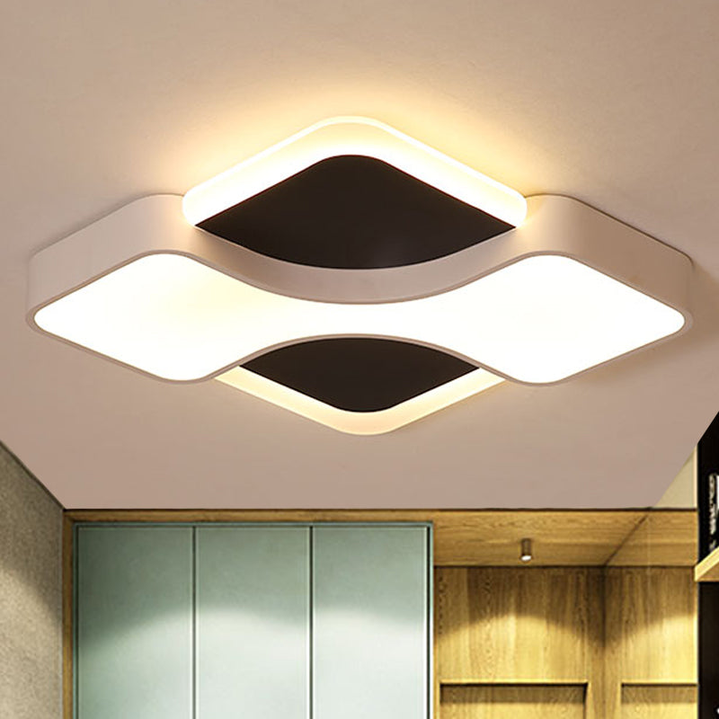 Geometric Flush Ceiling Light Fixture Modernism Metal LED White Ceiling Flush Mount Light in White/Warm Light, 16.5"/19.5"/23.5" Wide Clearhalo 'Ceiling Lights' 'Close To Ceiling Lights' 'Close to ceiling' 'Flush mount' Lighting' 241992