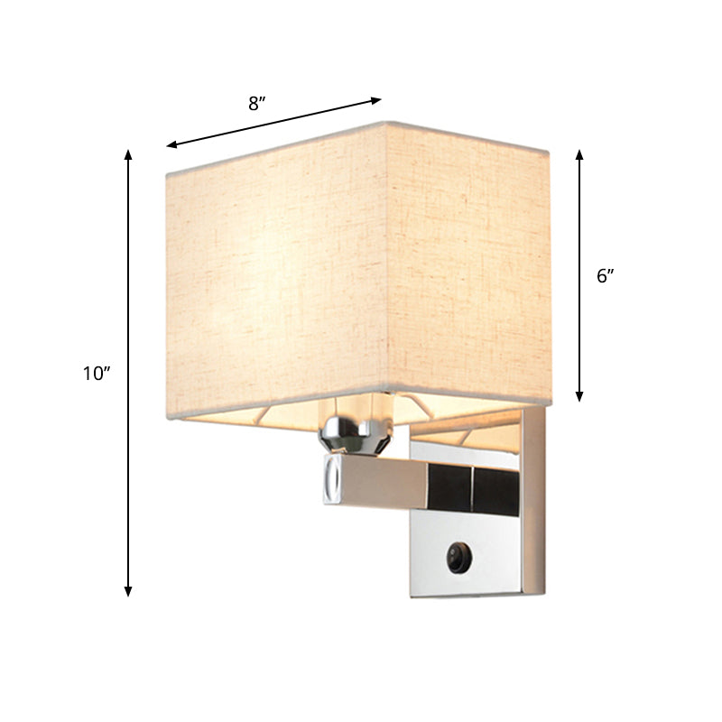 Rectangle Wall Sconce Lighting Modernism Fabric LED Wall Mount Light in Chrome for Bedside Clearhalo 'Modern wall lights' 'Modern' 'Wall Lamps & Sconces' 'Wall Lights' Lighting' 241993