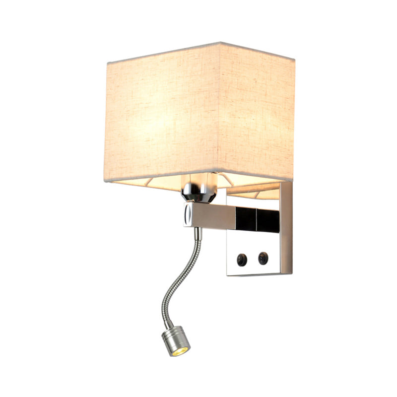 Rectangle Wall Sconce Lighting Modernism Fabric LED Wall Mount Light in Chrome for Bedside Clearhalo 'Modern wall lights' 'Modern' 'Wall Lamps & Sconces' 'Wall Lights' Lighting' 241996