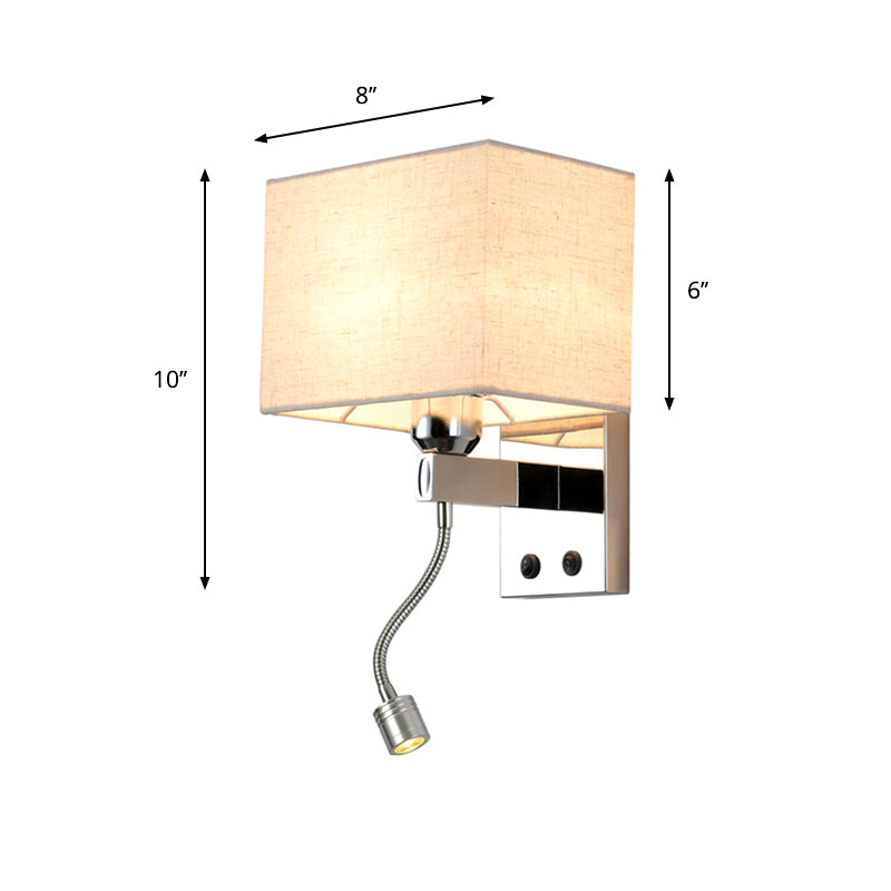 Rectangle Wall Sconce Lighting Modernism Fabric LED Wall Mount Light in Chrome for Bedside Clearhalo 'Modern wall lights' 'Modern' 'Wall Lamps & Sconces' 'Wall Lights' Lighting' 241997