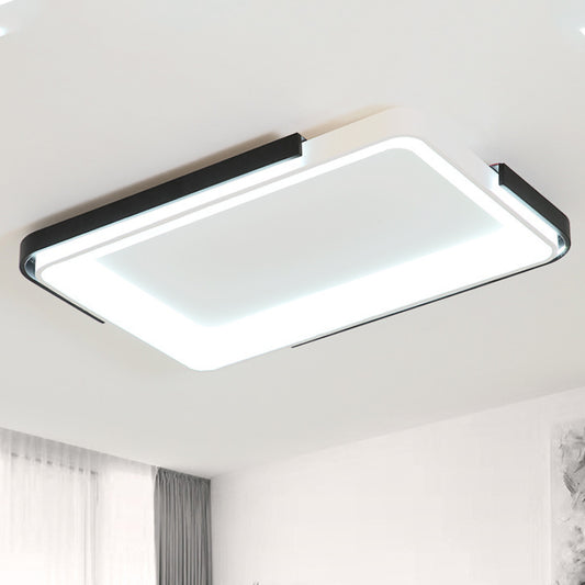 Rectangular/Square Ceiling Mounted Fixture Simple Metal LED Living Room Flush Mount Light in White/Warm Light, 18"/35.5" Wide Clearhalo 'Ceiling Lights' 'Close To Ceiling Lights' 'Close to ceiling' 'Flush mount' Lighting' 242008