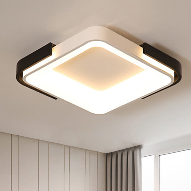 Rectangular/Square Ceiling Mounted Fixture Simple Metal LED Living Room Flush Mount Light in White/Warm Light, 18"/35.5" Wide Clearhalo 'Ceiling Lights' 'Close To Ceiling Lights' 'Close to ceiling' 'Flush mount' Lighting' 242010