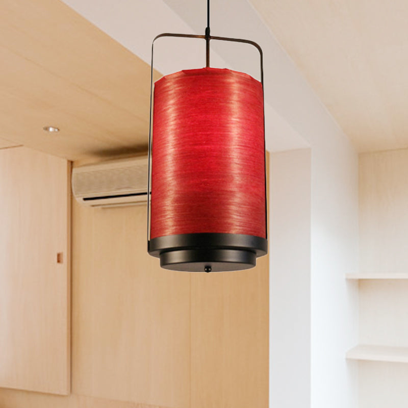 Cylindrical Pendant Lamp Modern Fabric 1 Light White/Red/Green Hanging Light Fixture for Dining Room Clearhalo 'Ceiling Lights' 'Modern Pendants' 'Modern' 'Pendant Lights' 'Pendants' Lighting' 242045