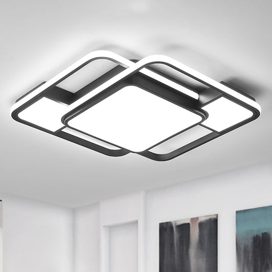 Brick Metal Flush Mount Lighting Modern LED White Ceiling Light Fixture with Frosted Diffuser in White/Warm Light, 16.5"/20.5" Wide White White Clearhalo 'Ceiling Lights' 'Close To Ceiling Lights' 'Close to ceiling' 'Flush mount' Lighting' 242057