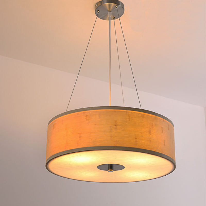 Bamboo Hand-Worked Pendant Light with Drum Shade Modern Style 5-Light Wood Ceiling Lamp Clearhalo 'Ceiling Lights' 'Modern Pendants' 'Modern' 'Pendant Lights' 'Pendants' Lighting' 242066