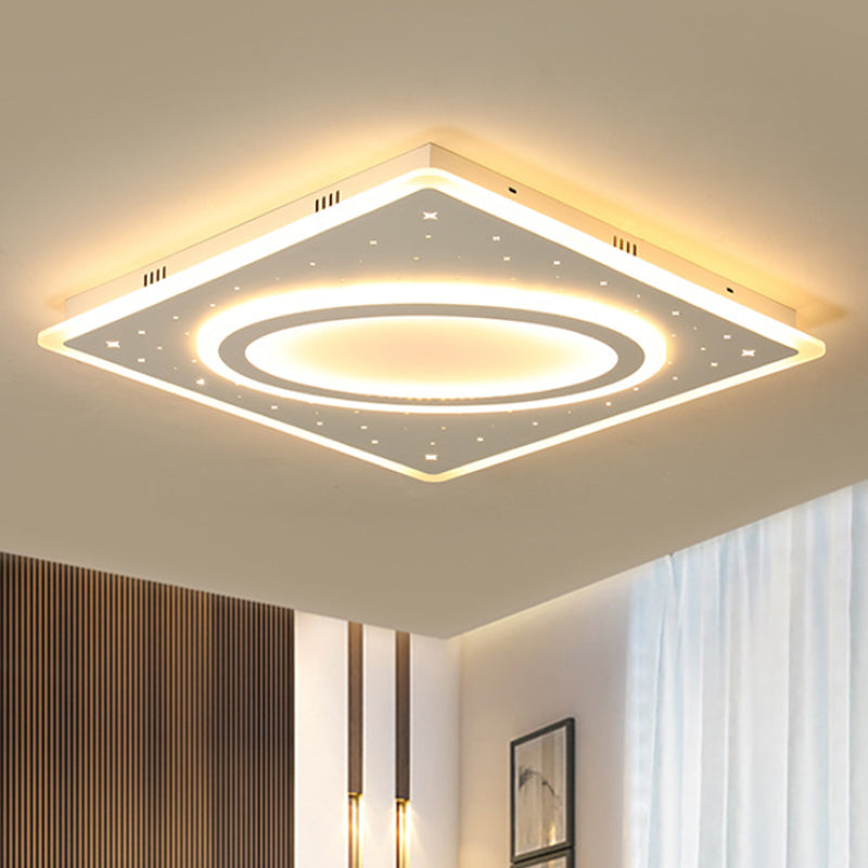 Metal Square Flush Mount Light Simple LED Ceiling Mounted Light in White/Warm Light, 21.5"/23.5" Wide Clearhalo 'Ceiling Lights' 'Close To Ceiling Lights' 'Close to ceiling' 'Flush mount' Lighting' 242068