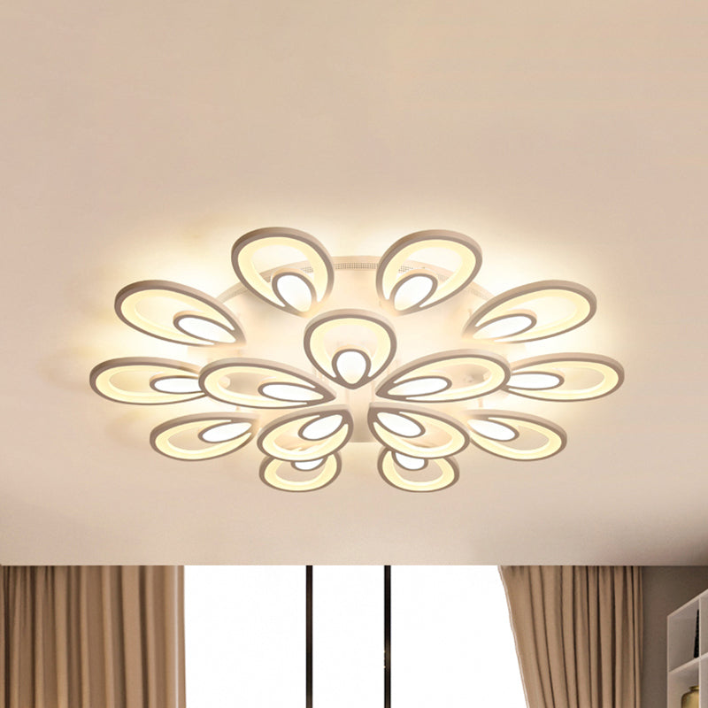 LED Petal Acrylic Flush Mount Light Contemporary 6/12/15 Lights White Ceiling Lighting Fixture in Warm/White/Natural Light 15 White Clearhalo 'Ceiling Lights' 'Close To Ceiling Lights' 'Close to ceiling' 'Semi-flushmount' Lighting' 242080