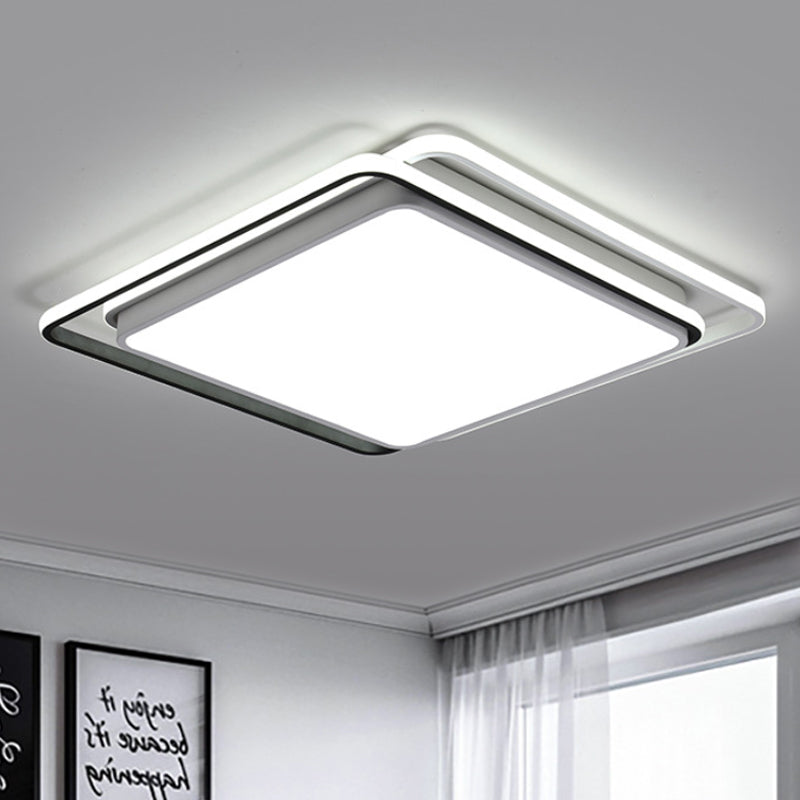 Minimalist Square Ceiling Mount Lamp Metal LED Living Room Flush Ceiling Light in White/Warm Light, 15"/19" Wide Clearhalo 'Ceiling Lights' 'Close To Ceiling Lights' 'Close to ceiling' 'Flush mount' Lighting' 242088