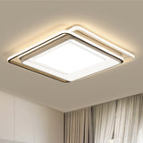 Minimalist Square Ceiling Mount Lamp Metal LED Living Room Flush Ceiling Light in White/Warm Light, 15"/19" Wide White Warm Clearhalo 'Ceiling Lights' 'Close To Ceiling Lights' 'Close to ceiling' 'Flush mount' Lighting' 242089