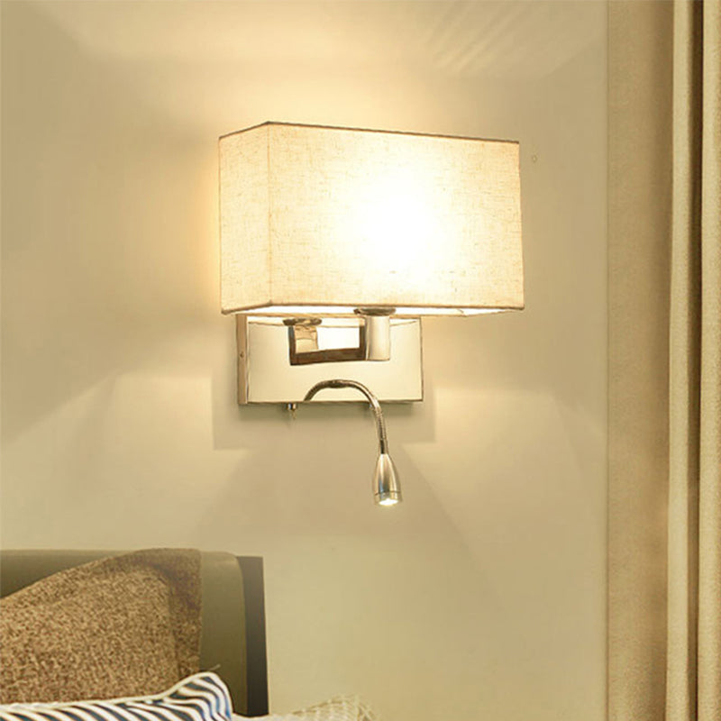 Rectangle Wall Light Sconce Simple Fabric LED Sconce Lighting in Beige for Bedroom Beige B Clearhalo 'Modern wall lights' 'Modern' 'Wall Lamps & Sconces' 'Wall Lights' Lighting' 242090