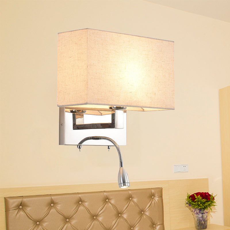 Rectangle Wall Light Sconce Simple Fabric LED Sconce Lighting in Beige for Bedroom Clearhalo 'Modern wall lights' 'Modern' 'Wall Lamps & Sconces' 'Wall Lights' Lighting' 242091