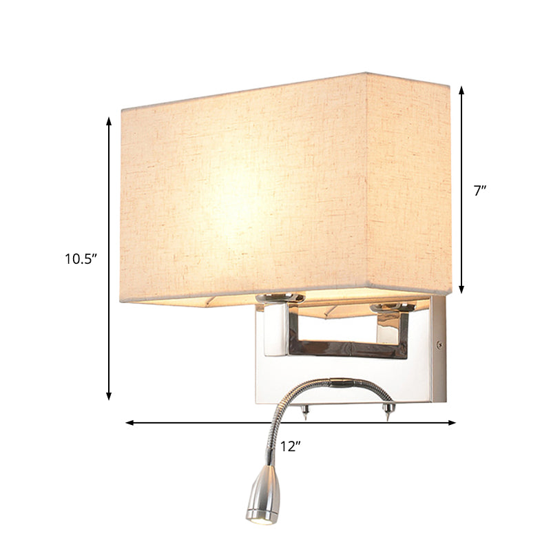 Rectangle Wall Light Sconce Simple Fabric LED Sconce Lighting in Beige for Bedroom Clearhalo 'Modern wall lights' 'Modern' 'Wall Lamps & Sconces' 'Wall Lights' Lighting' 242092