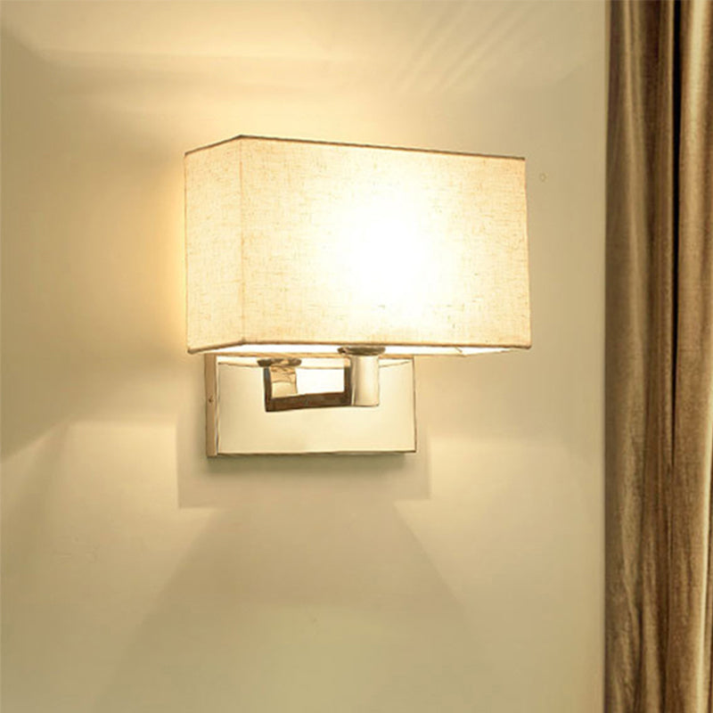 Rectangle Wall Light Sconce Simple Fabric LED Sconce Lighting in Beige for Bedroom Beige A Clearhalo 'Modern wall lights' 'Modern' 'Wall Lamps & Sconces' 'Wall Lights' Lighting' 242093