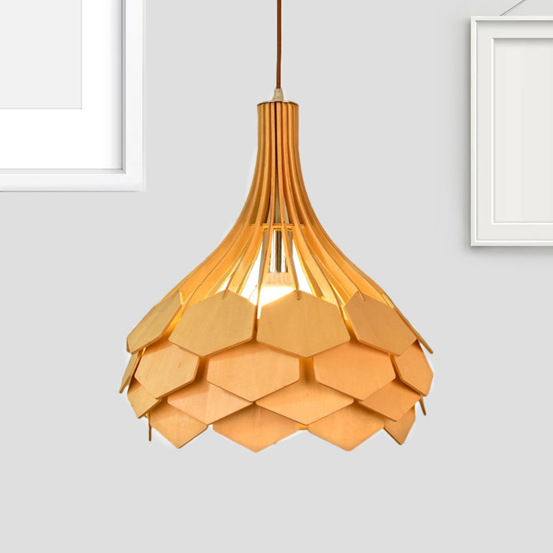 Pine Cone Hanging Light Fixture Modern Style Wood 1 Bulb Red/Blue Pendant Lamp for Dining Room Clearhalo 'Ceiling Lights' 'Modern Pendants' 'Modern' 'Pendant Lights' 'Pendants' Lighting' 242096