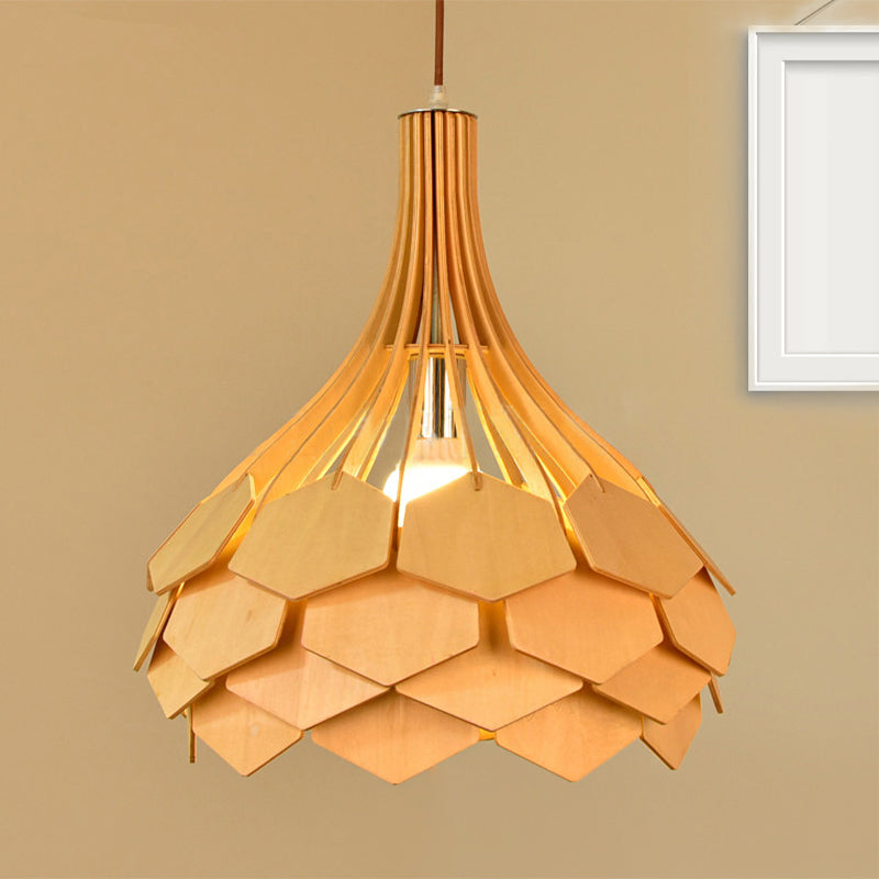 Pine Cone Hanging Light Fixture Modern Style Wood 1 Bulb Red/Blue Pendant Lamp for Dining Room Clearhalo 'Ceiling Lights' 'Modern Pendants' 'Modern' 'Pendant Lights' 'Pendants' Lighting' 242097