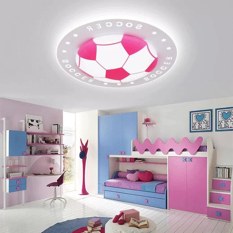 Acrylic Flat Football Flush Ceiling Light Study Room Kitchen Sport Stylish Ceiling Fixture Pink Clearhalo 'Ceiling Lights' 'Close To Ceiling Lights' 'Close to ceiling' 'Flush mount' Lighting' 24212